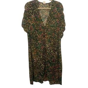 Anthropologie Akemi + Kim Medium Valencia Black Sheer Floral Print Slip Dress